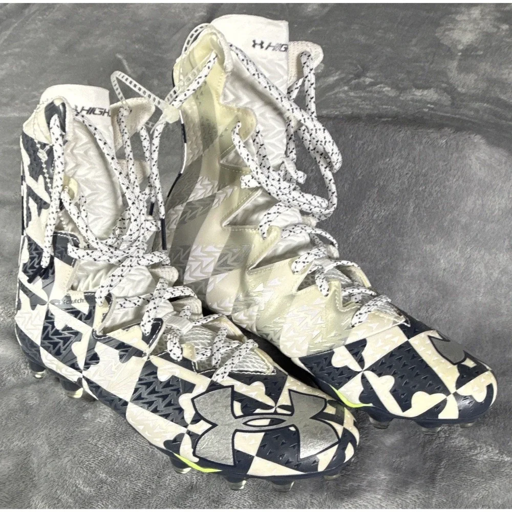 Under Armour Highlight Camo Football Cleats White Black Gray 3028376-001 Mens 9